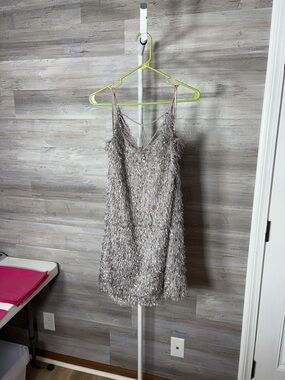 She + Sky Silver/ Bronze Sequin Fringe Mini Dress 2140